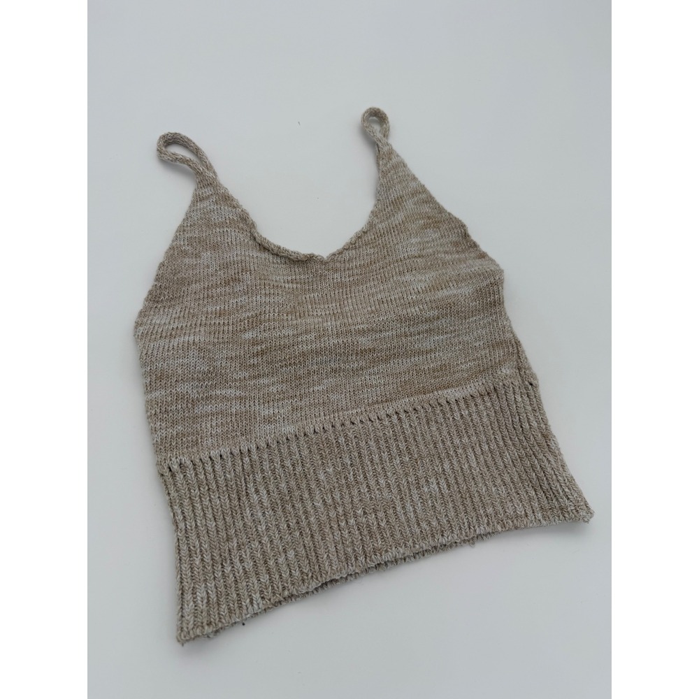 Love Republic Womens Knit Camisole Top Tan Space Dye Ribbed V-Neck LT3280 Small